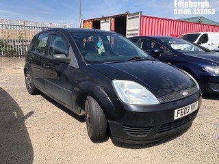 Location: Edinburgh - 2003 FORD FIESTA FINESSE 5 Door Hatchback REG: FE03YHT, Keys: No, MOT Expiry date: 17/04/2025, 1299 Petrol, 5 Speed Manual Petrol, Former Keepers: 8