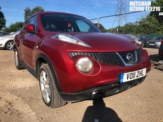 Location: MITCHAM - 2011 NISSAN JUKE ACENTA 5 DOOR HATCHBACK REG: VO11ZHL , 1598cc PETROL, 5 SPEED MANUAL PETROL, Former Keepers: 4, Keys: No, MOT: Expiry date17/07/2025