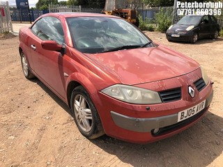 Location: Peterborough - 2005 RENAULT MEGANE PR-ILEGE VVT 136 A Convertible REG: BJ05AVR, Keys: No, MOT Expiry date: 28/11/2025, 1998 Petrol, 4 Speed Auto Petrol, Former Keepers: 3