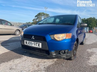 Location: Plymouth - 2009 MITSUBISHI COLT CZI 5 Door Hatchback REG: WJ09TTX, Keys: Yes, MOT Expiry date: 09/10/2025, 1124 Petrol, 5 Speed Manual Petrol, Former Keepers: 4