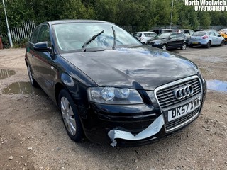 Location: North Woolwich - 2007 AUDI A3 SPECIAL EDITION 3 Door Hatchback REG: DK57XWW, Keys: No, MOT Expiry date: 27/02/2025, 1595 Petrol, 5 Speed Manual Petrol, Former Keepers: 10