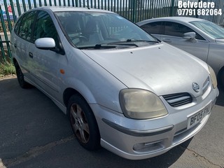Location: Belvedere - 2005 NISSAN ALMERA TINO SVE AUTO 5 Door Hatchback REG: BF05FNU, Keys: No, MOT Expiry date: 03/01/2025, 1769 Petrol, 4 Speed Auto Petrol, Former Keepers: 3
