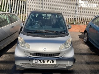 Location: Hayes - 2008 SMART FORTWO PASSION 84 AUTO Coupe REG: CP08VVW, Keys: No, MOT Expiry date: 06/11/2025, 999 Petrol, 5 Speed Auto Petrol, Former Keepers: 9