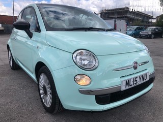 Location: Nottingham - 2015 FIAT 500 CULT 3 DOOR HATCHBACK REG: ML15YNU, 1242cc PETROL, 5 SPEED MANUAL PETROL, Former Keepers: 2, Keys: Yes, MOT Expiry date: 26/06/2023