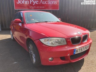 Location: Stapleford - 2007 BMW 118I M SPORT 5 Door Hatchback REG: KT57PUV, Keys: No, MOT Expiry date: 23/12/2025, 1995 Petrol, 6 Speed Manual Petrol, Former Keepers: 6