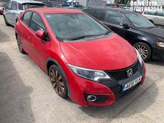 Location: Belvedere - 2015 HONDA CIVIC I-VTEC SE PLUS 5 Door Hatchback REG: AE15YLN, Keys: No, MOT Expiry date: 19/03/2025, 1798 Petrol, 6 Speed Manual Petrol, Former Keepers: 3