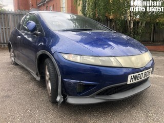 Location: Nottingham - 2010 HONDA CIVIC TYPE S I-VTEC 3 Door Hatchback REG: HN60BOH, Keys: No, MOT Expiry date: 26/11/2025, 1339 Petrol, 6 Speed Manual Petrol, Former Keepers: 5