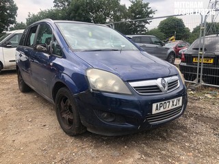 Location: Mitcham - 2007 VAUXHALL ZAFIRA ENERGY MPV REG: AP07XJY, Keys: No, MOT Expiry date: 06/11/2025, 1598 Petrol, 5 Speed Manual Petrol, Former Keepers: 2