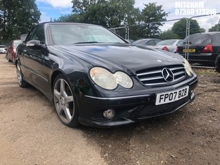 Location: Mitcham - 2007 MERCEDES CLK280 SPORT AUTO Convertible REG: FP07BZB, Keys: No, MOT Expiry date: 21/04/2026, 2997 Petrol, 7 Speed Auto Petrol, Former Keepers: 11