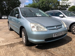 Location: Mitcham - 2003 HONDA CIVIC IMAGINE AUTO 5 Door Hatchback REG: FY03FLG, Keys: No, MOT Expiry date: 21/11/2025, 1590 Petrol, 4 Speed Auto Petrol, Former Keepers: 8