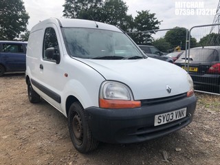 Location: Mitcham - 2003 RENAULT  KANGOO SL17DCI 70 Car Derived Van REG: SY03VNK, Keys: No, MOT Expiry date: 20/01/2023, 1461 Diesel, 5 Speed Manual Diesel, Former Keepers: 4