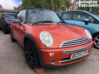 Location: Nottingham - 2004 MINI MINI ONE Convertible REG: BC04LPF, Keys: No, MOT Expiry date: 07/05/2025, 1598 Petrol, 5 Speed Manual Petrol, Former Keepers: 4