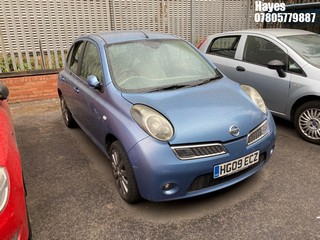 Location: Hayes - 2009 NISSAN MICRA TEKNA 5 Door Hatchback REG: HG09ECZ, Keys: No, MOT Expiry date: 26/05/2026, 1240 Petrol, 5 Speed Manual Petrol, Former Keepers: 5