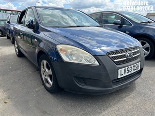 Location: Belvedere - 2009 KIA CEE'D GS 5 Door Hatchback REG: LV58XSH, Keys: No, MOT Expiry date: 27/07/2025, 1591 Petrol, 5 Speed Manual Petrol, Former Keepers: 7