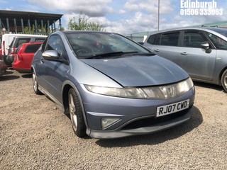 Location: Edinburgh - 2007 HONDA CIVIC TYPE-S GT I-CTDI 3 Door Hatchback REG: RJ07CWD, Keys: No, MOT Expiry date: 03/01/2025, 2204 Diesel, 6 Speed Manual Diesel, Former Keepers: 5