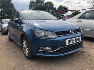 Location: Mitcham - 2016 VOLKSWAGEN POLO MATCH TSI 3 Door Hatchback REG: OV16MKM, Keys: No, MOT Expiry date: 28/07/2024, 1197 Petrol, 5 Speed Manual Petrol, Former Keepers: 2