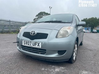 Location: Plymouth - 2007 TOYOTA YARIS ZINC S-A 5 Door Hatchback REG: SV07UFX, Keys: No, MOT Expiry date: 11/01/2025, 1296 Petrol, 4 Speed Semi Auto Petrol, Former Keepers: 3