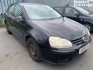 Location: Belvedere - 2006 VOLKSWAGEN GOLF S 5 Door Hatchback REG: AD55HXL, Keys: No, MOT Expiry date: 07/03/2025, 1390 Petrol, 5 Speed Manual Petrol, Former Keepers: 4