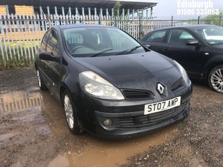 Location: Edinburgh - 2007 RENAULT CLIO DYNAMIQUE S 3 Door Hatchback REG: ST07AWP, Keys: No, MOT Expiry date: 15/04/2025, 1390 Petrol, 5 Speed Manual Petrol, Former Keepers: 12