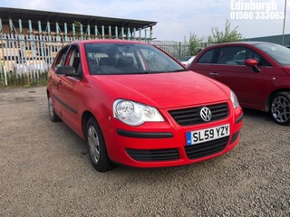 Location: Edinburgh - 2009 VOLKSWAGEN POLO E 60 5 Door Hatchback REG: SL59YZY, Keys: No, MOT Expiry date: 28/10/2025, 1198 Petrol, 5 Speed Manual Petrol, Former Keepers: 2