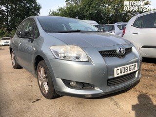 Location: Mitcham - 2008 TOYOTA AURIS TR VVT-I 5 Door Hatchback REG: CA08GGP, Keys: No, MOT Expiry date: 10/09/2025, 1598 Petrol, 5 Speed Manual Petrol, Former Keepers: 7