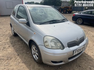 Location: Peterborough - 2004 TOYOTA YARIS T SPIRIT 3 Door Hatchback REG: FY04KHU, Keys: No, MOT Expiry date: 14/03/2025, 1299 Petrol, 5 Speed Manual Petrol, Former Keepers: 4