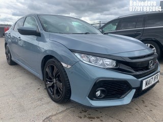 Location: Belvedere - 2017 HONDA CIVIC SR VTEC CVT 5 Door Hatchback REG: MA17VFR, Keys: Yes, MOT Expiry date: 12/04/2025, 988 Petrol, Variable Speed Auto Petrol, Former Keepers: 3