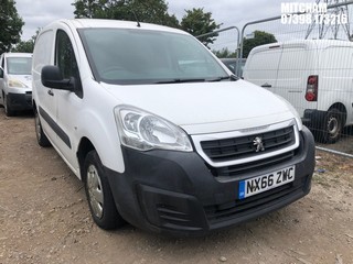 Location: Mitcham - 2016 PEUGEOT PARTNER 850 S L1 HDI Panel Van REG: NX66ZWC, Keys: No, MOT Expiry date: 10/08/2025, 1560 Diesel, 5 Speed Manual Diesel, Former Keepers: 3