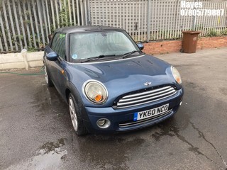 Location: Hayes - 2010 MINI COOPER Convertible REG: YK60NCO, Keys: No, MOT Expiry date: 10/09/2025, 1598 Petrol, 6 Speed Manual Petrol, Former Keepers: 4