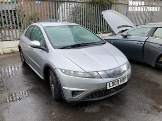 Location: Hayes - 2009 HONDA CIVIC SE I-DSI 5 Door Hatchback REG: LD09HBP, Keys: No, MOT Expiry date: 29/09/2025, 1339 Petrol, 6 Speed Manual Petrol, Former Keepers: 7