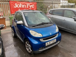 Location: Hayes - 2007 SMART FORTWO PULSE 71 AUTO Convertible REG: BJ57DSX, Keys: No, MOT Expiry date: 21/07/2026, 999 Petrol, 5 Speed Auto Petrol, Former Keepers: 8