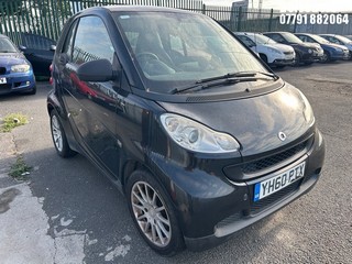 Location: Belvedere - 2010 SMART FORTWO PASSION MHD AUTO Coupe REG: YH60PTX, Keys: No, MOT Expiry date: 01/05/2026, 999 Petrol, 5 Speed Auto Petrol, Former Keepers: 6