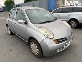 Location: Belvedere - 2004 NISSAN  MICRA SE 5 Door Hatchback REG: KG04XEJ, Keys: No, MOT Expiry date: 16/11/2024, 1240 Petrol, 5 Speed Manual Petrol, Former Keepers: 8