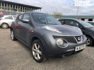 Location: Edinburgh - 2010 NISSAN JUKE ACENTA 5 Door Hatchback REG: MJ60PDV, Keys: No, MOT Expiry date: 04/04/2025, 1598 Petrol, 5 Speed Manual Petrol, Former Keepers: 4