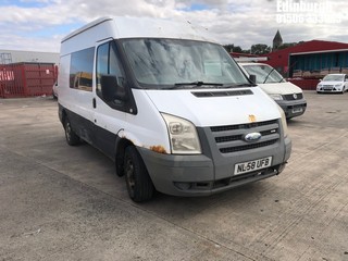 Location: Edinburgh - 2008 FORD TRANSIT 85 T300M D/C FWD Van With Side Windows REG: NL58UFB, Keys: No, MOT Expiry date: 08/06/2024, 2198 Diesel, 5 Speed Manual Diesel, Former Keepers: 4