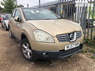 Location: Mitcham - 2007 NISSAN QASHQAI ACENTA 2WD 5 Door Hatchback REG: NL07HNM, Keys: No, MOT Expiry date: 23/03/2026, 1598 Petrol, 5 Speed Manual Petrol, Former Keepers: 9