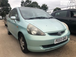 Location: Mitcham - 2003 HONDA JAZZ SE 5 Door Hatchback REG: FE03GKG, Keys: No, MOT Expiry date: 21/05/2026, 1339 Petrol, 5 Speed Manual Petrol, Former Keepers: 7