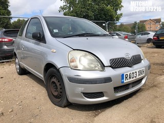 Location: Mitcham - 2003 TOYOTA YARIS T3 3 Door Hatchback REG: RA03XKH, Keys: No, MOT Expiry date: 23/06/2025, 998 Petrol, 5 Speed Manual Petrol, Former Keepers: 2