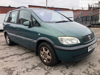 Location: Nottingham - 2002 VAUXHALL ZAFIRA COMFORT 16V MPV REG: FV52LGF, Keys: No, MOT Expiry date: 01/02/2026, 1796 Petrol, 5 Speed Manual Petrol, Former Keepers: 5
