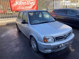 Location: Hayes - 2002 NISSAN MICRA S 5 Door Hatchback REG: LT52FNM, Keys: No, MOT Expiry date: 28/11/2024, 998 Petrol, 5 Speed Manual Petrol, Former Keepers: 3