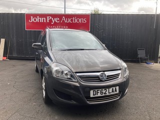 Location: Stapleford - 2013 VAUXHALL ZAFIRA EXCLUSIV MPV REG: DF62LAA, Keys: Yes, MOT Expiry date: 03/02/2026, 1598 Petrol, 5 Speed Manual Petrol, Former Keepers: 3