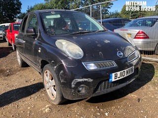 Location: Mitcham - 2010 NISSAN MICRA N-TEC 5 Door Hatchback REG: BJ10NVN, Keys: No, MOT Expiry date: 21/05/2025, 1240 Petrol, 5 Speed Manual Petrol, Former Keepers: 3