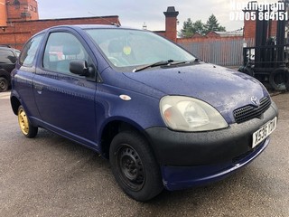 Location: Nottingham - 2000 TOYOTA YARIS S 3 Door Hatchback REG: X536YDM, Keys: No, MOT Expiry date: 27/09/2025, 998 Petrol, 5 Speed Manual Petrol, Former Keepers: 7