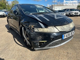 Location: Brentwood - 2006 HONDA CIVIC SE I-VTEC 5 Door Hatchback REG: FA06BCK, Keys: No, MOT Expiry date: 24.02.2026, 1799 Petrol, 6 Speed Manual Petrol, Former Keepers: 7