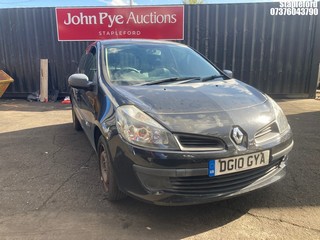 Location: Stapleford - 2010 RENAULT CLIO EXTREME 3 Door Hatchback REG: DG10GYA, Keys: Yes, MOT Expiry date: 29/01/2026, 1149 Petrol, 5 Speed Manual Petrol, Former Keepers: 4
