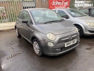 Location: Hayes - 2010 FIAT 500 POP 3 Door Hatchback REG: WM10GWD, Keys: No, MOT Expiry date: 01/10/2024, 1242 Petrol, 5 Speed Manual Petrol, Former Keepers: 9