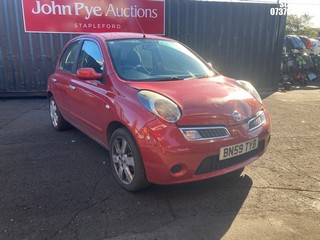Location: Stapleford - 2009 NISSAN MICRA ACENTA 5 Door Hatchback REG: BN59TYB, Keys: Yes, MOT Expiry date: 29/08/2026, 1240 Petrol, 5 Speed Manual Petrol, Former Keepers: 5