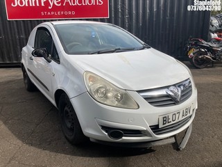 Location: Stapleford - 2007 VAUXHALL CORSA CDTI Car Derived Van REG: BL07ABV, Keys: Yes, MOT Expiry date: 10/10/2025, 1248 Diesel, 5 Speed Manual Diesel, Former Keepers: 9