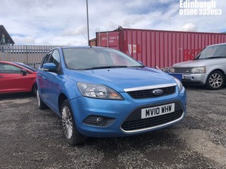 Location: Edinburgh - 2010 FORD FOCUS TITANIUM 100 5 Door Hatchback REG: MV10WHW, Keys: No, MOT Expiry date: 18/10/2025, 1596 Petrol, 5 Speed Manual Petrol, Former Keepers: 6