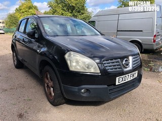 Location: Mitcham - 2007 NISSAN QASHQAI ACENTA 2WD 5 Door Hatchback REG: EX07FMY, Keys: No, MOT Expiry date: 21/02/2025, 1598 Petrol, 5 Speed Manual Petrol, Former Keepers: 6
